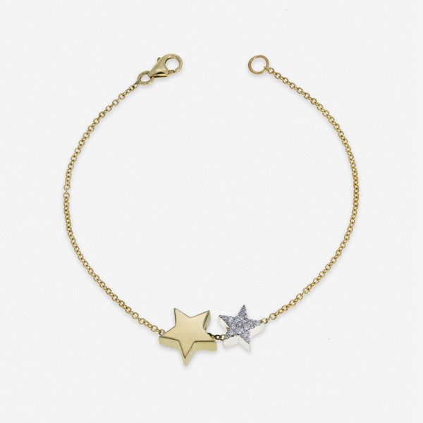 צמיד זהב עם כוכב גדול וכוכב קטן