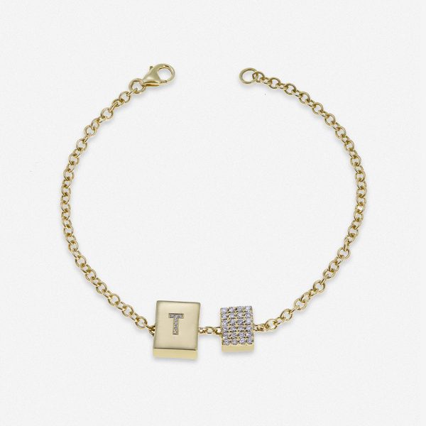 צמיד זהב עבה עם מלבן גדול ומלבן קטן