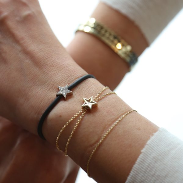 צמיד סיליקון עבה וצמיד חוליות זהב כפול