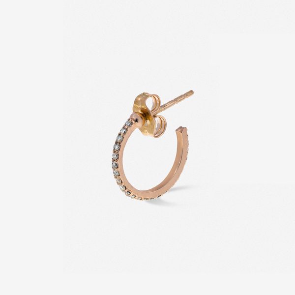 עגיל ג׳יפסי עגול קטן משובץ יהלומים שחורים