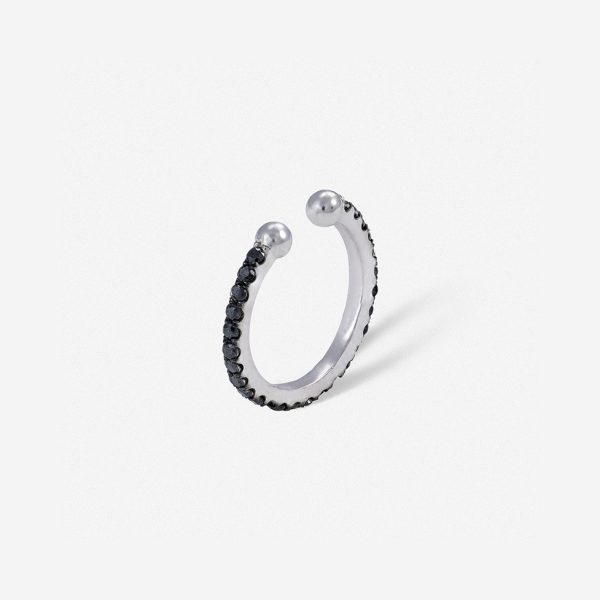 עגיל הליקס עגול זהב לבן משובץ