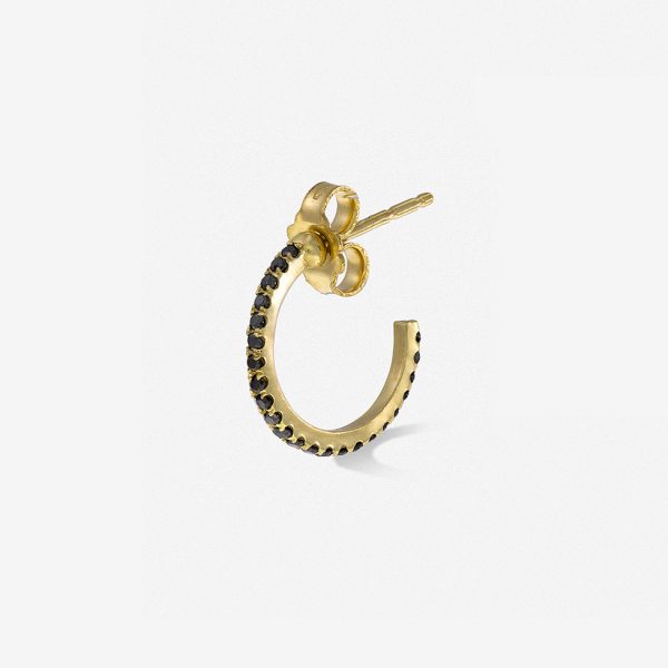 עגיל ג׳יפסי עגול קטן משובץ יהלומים שחורים