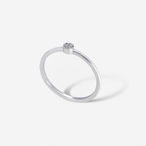 טבעת עיגול דקה משובצת