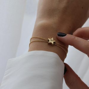 צמיד כפול תליון כוכב שיבוץ גלאנץ