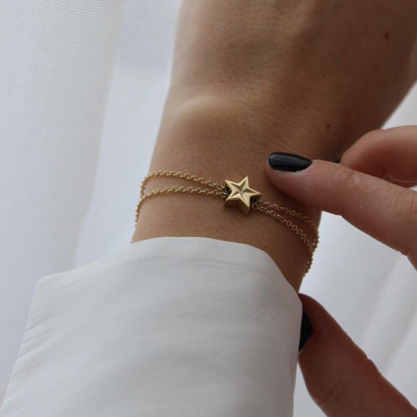 צמיד כפול תליון כוכב שיבוץ גלאנץ