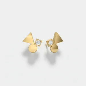 עגיל Balance משולש משובץ