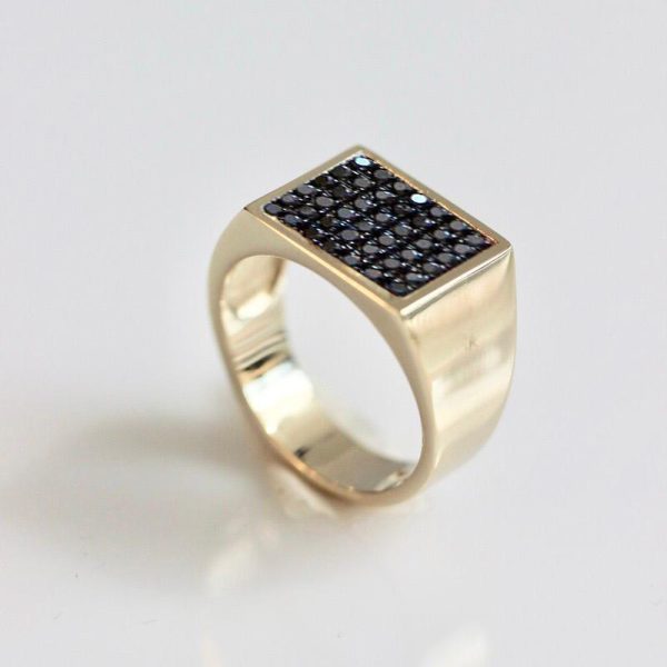 טבעת חותם מלבן משובצת